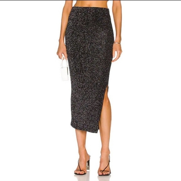 House of Harlow 1960 Dresses & Skirts - House of Harlow 1960 High Waist Ribbed Shimmer Midi Skirt